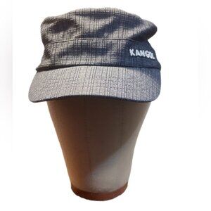 Vintage Kangol Flex fit HipHop Classic denim check army cap navy stripe hat L